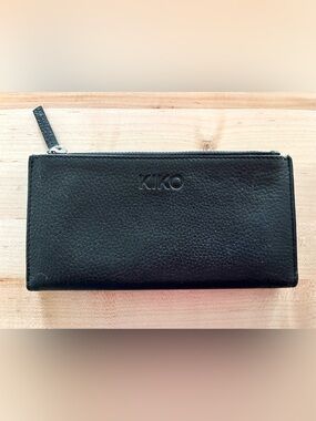 KIKO Black Pebbled Leather Zip Wallet